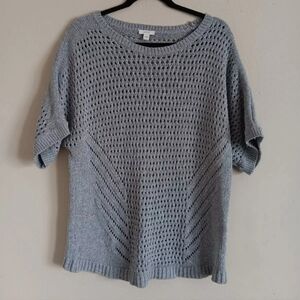 J. Jill Pure Jill Open Knit Crochet Short Sleeve Sweater Top